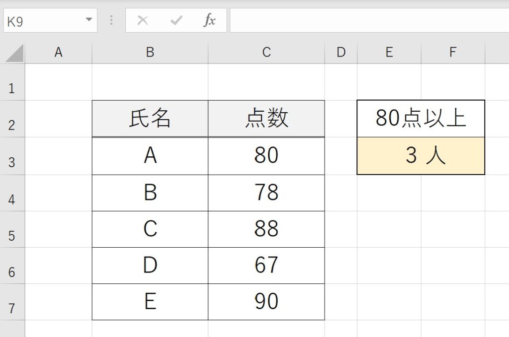 COUNTIF関数の使い方-3