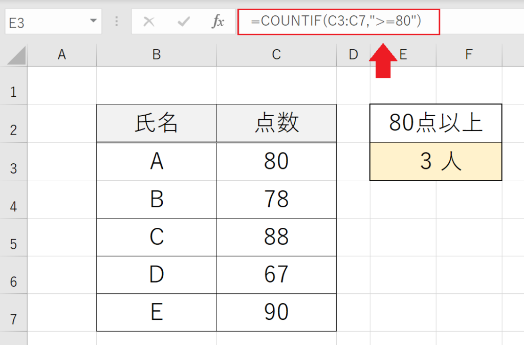 COUNTIF関数の使い方-2